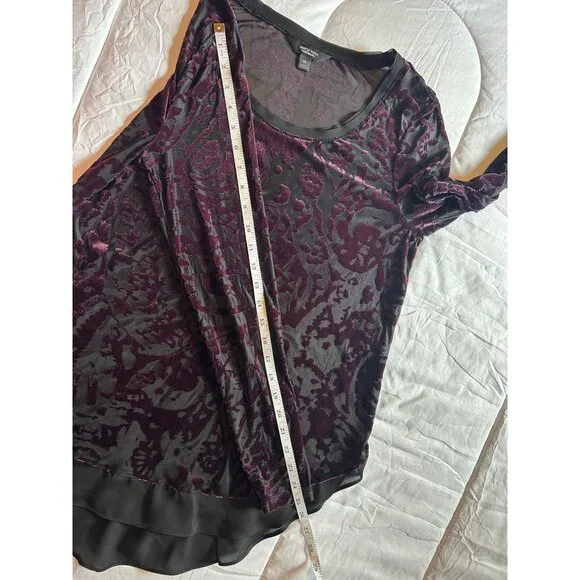 Simply Vera Wang Velvet Burnout M Top Sheer Whimsigoth Fairy  Grunge - Picture 9 of 9